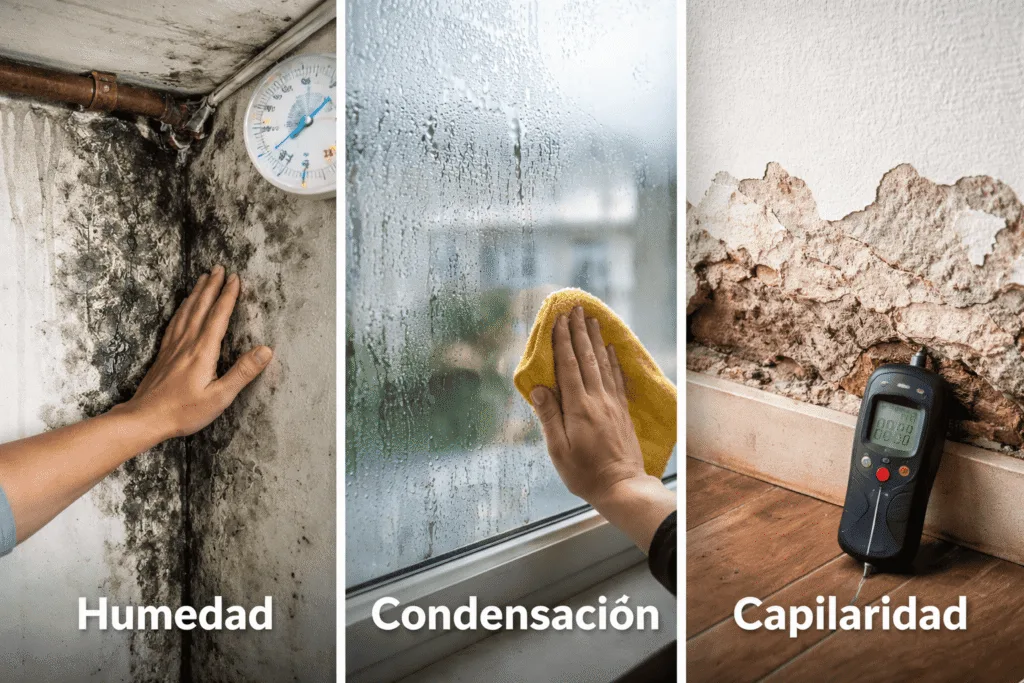Diferencia de las distintas humedades que se nos pueden dar en una estancia, sea doméstica o industrial