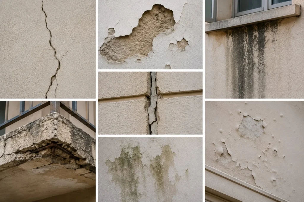 Señales de que una fachada necesita reparación.